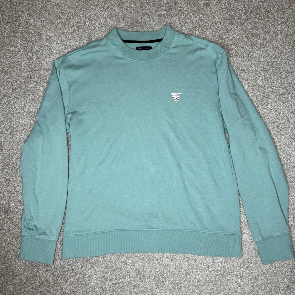 Guess толстовка женский размер большой длинным рукавом бирюзовый классический логотип - Изображение 1 из 4