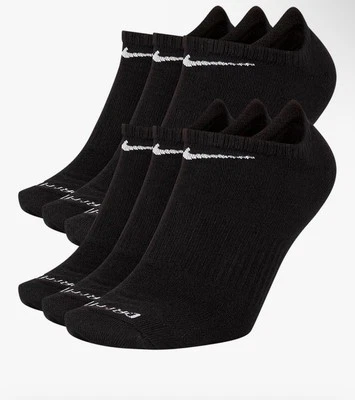 Nike Men's Socks Everyday Black Athletic Training Dri-Fit No-Show  6 Pairs Large - Image 1 of 4