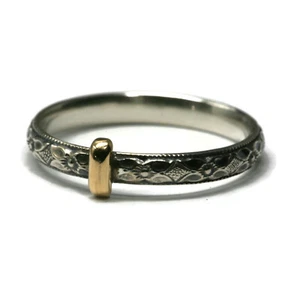 Outlander Celtic Style 925 Silver Band - Diamond Flower Pattern - Brass Key - Picture 1 of 6