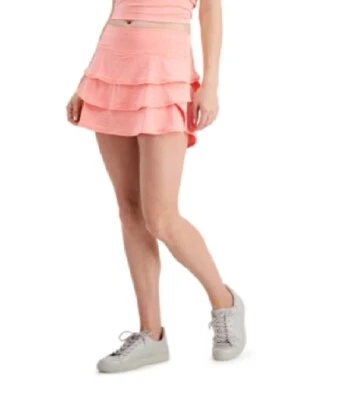 Pantalón corto Ideology para mujer con volantes en capas melocotón, nuevo con etiquetas Foto 1 de 2