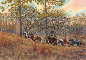 "Gliedmaßenfund bei Dixie" Giclée-Druck Kräuterbude Pferderücken Wachtel Jagd  - Bild 1 von 1