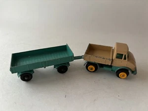 Vtg Lesney Matchbox Black Wheels Mercedes Benz Unimog no 49 & no 2 trailer - Picture 1 of 8