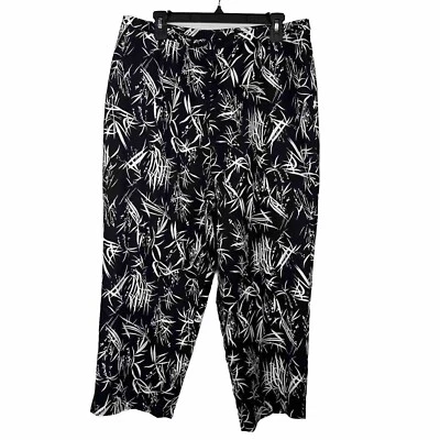Pantalones Pendleton Mezcla Seda Negro Blanco Floral Recto Tiro Alto 18P Foto 1 de 4