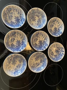 Vintage Enoch Wedgwood Tunstall Ltd Countryside Blue 5" Berry Bowls 8 Pcs EUC - Picture 1 of 4