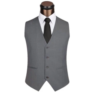 Men Slim Suit Waistcoat Vest Gilet Business Casual Formal Wedding Party Office - Picture 1 of 14