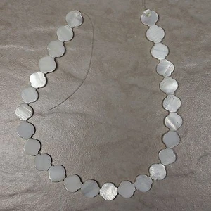 15mm Natural White Mother of Pearl Shell Flat Lantern Loose Beads 15.5" Strand - Picture 1 of 1