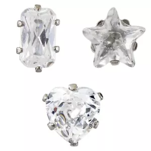 Studex Sensitive Cubic Zirconia CZ Shaped Stainless Steel Stud Earrings 5mm Claw - Picture 1 of 8