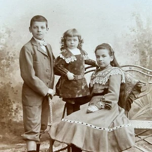 Cabinet Card Children Portrait Zurich Switzerland Atelier Victoria Victorian - Picture 1 of 7