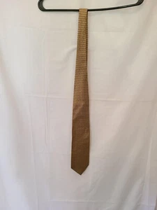 Vintage Bert Pulitzer Neck Tie 100% Silk Gold Black Dots Tie2 - Picture 1 of 3