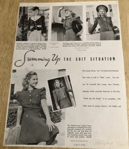 1940 JUNE PREISSER / DEANNA DURBIN - Revista vintage moda recorte 2 caras - Imagen 1 de 9