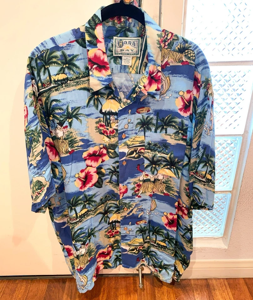 Гавайская рубашка в стиле Hana Bay Island размер XL, 100% вискоза - Изображение 1 из 4