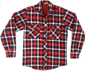 Abrigo Timber Run Vintage Franela Para Hombre S Rojo Tartán Forrado a Cuadros L/S Botón Chaqueta - Imagen 1 de 6