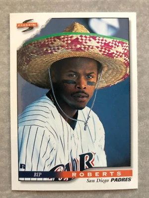 1996 Score BIP ROBERTS Padres "Sombrero Party Hat" Funny Real Trading Card #38 - Image 1 of 2