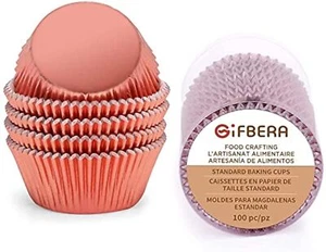 100 Rose Gold Foil Muffin Cupcake Liners Standard Size Baking Cups Party Decor - Picture 1 of 8