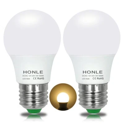 E26 12V 24V LED Light Bulbs 3W Low Voltage Warm White 3000K E27 Edison Standa... - Image 1 of 4