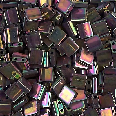 Miyuki Tila Beads 5mm 2-hole Square Bronze Metallic Iris Luster 7.2GM - Image 1 of 3