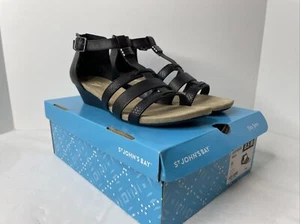 St John's Bay SJB NIXON Black Strappy Flex Form Sandals Shoes Size 8.5M - Picture 1 of 7