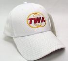 Chapeau casquette en maille réglable TWA Trans World Airlines Globe blanc logo brodé