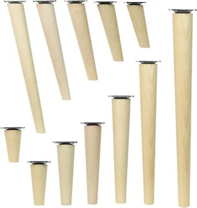 ✅ 4x Holzfüße Buche Tischbeine Möbelbeine Möbelfüße Gerade Schräg Höhe 6-68 cm - Bild 1 von 42