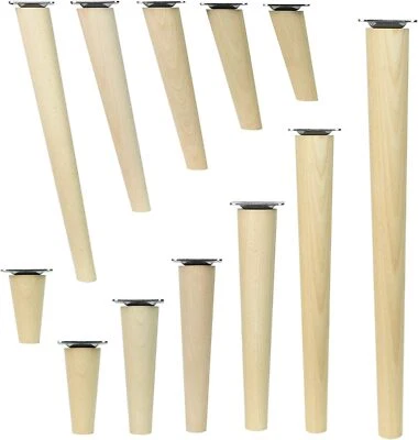 ✅ 4x Holzfüße Buche Tischbeine Möbelbeine Möbelfüße Gerade Schräg Höhe 6-68 cm - Bild 1 von 4
