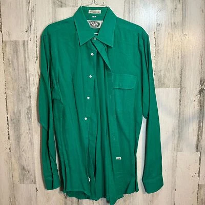 Camisa Bert Pulitzer masculina tamanho médio verde botão manga longa vestido casual - Imagem 1 de 4