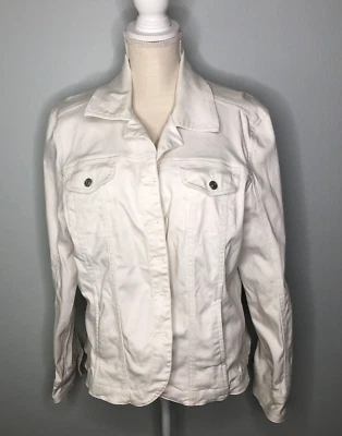 AMI женщин XL джинсовой ткани куртка белый Jean хлопок/спандекс - Изображение 1 из 4