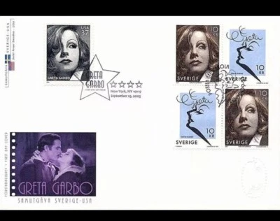 Suecia - Edición conjunta EE. UU. "ACTRIZ DE CINE FAMOSA ~ GRETA GARBO" FDC 2005 Foto 1 de 4