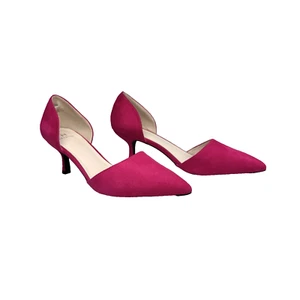 Halston Pink 8.5 Bali Pumps Kitten Heels Pointed Toes Vegan Suede 2" - Picture 1 of 11