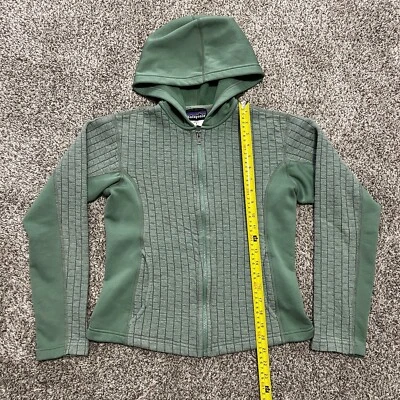 Patagonia Women’s Washboard Full Zip Hoodie Quilted Green S Wool Blend Outdoors - Image 1 of 4