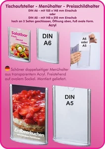 Tischaufsteller Menühalter Preisschildständer Preisschild Cardholder Cafe Bistro - Bild 1 von 1