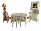 Lundby Dolls House 1970s/1980s Dining Table & 4 Chairs, Corner Dresser and Clock