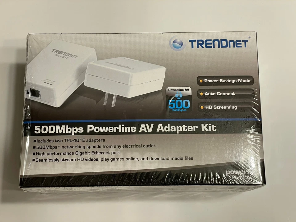 Original TRENDnet TPL-401E 500 Mbps Powerline Ethernet AV Adapter White US - Image 1 of 2