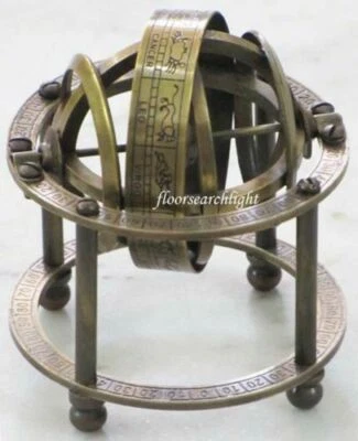 NÁUTICO COLECCIONABLE LATÓN MACIZO MESA ARMILAR ZODIACO ESFERA GLOBO LATÓN  Foto 1 de 4