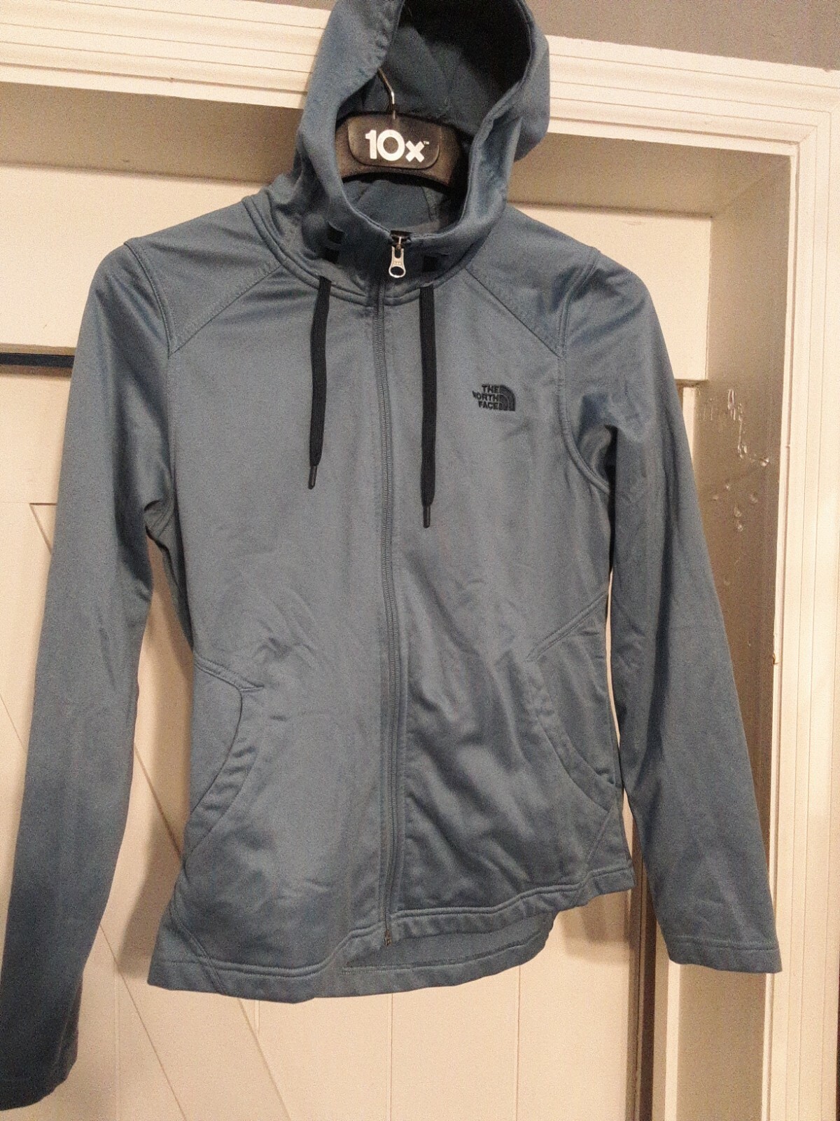 The North Face Hoodie Jacket Light Blue Women S M Ec Zip Up Draw Strings Ebay