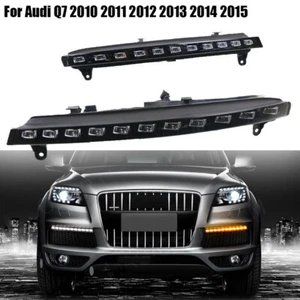 Pair LED DRL Daytime Running Light For Audi Q7 2010-2015 W/Turn Turn Signal Lamp - Picture 1 of 19