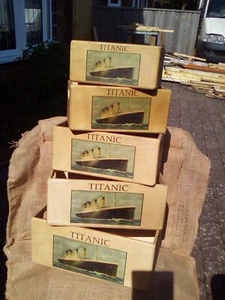 Fantastic retro style wooden storage box with a Titanic theme - 5 sizes. - Picture 1 of 2