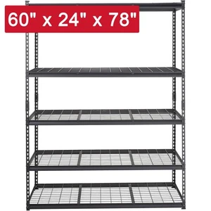 60" x 24" x 78" Garage Shelving 5 Tier Metal Adjustable Storage Shelves 2000lbs - Picture 1 of 9