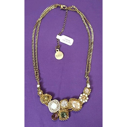 VETEMENTS Collana dichiarazione strass multicolore firmata 7 sorelle affascinanti tono oro