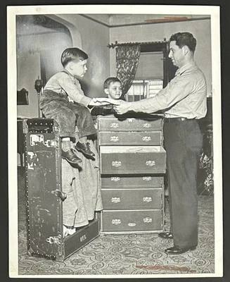 1939 Photo Type 1-Cleveland Indians Earl Averill Packs For Spring Training - Image 1 of 2
