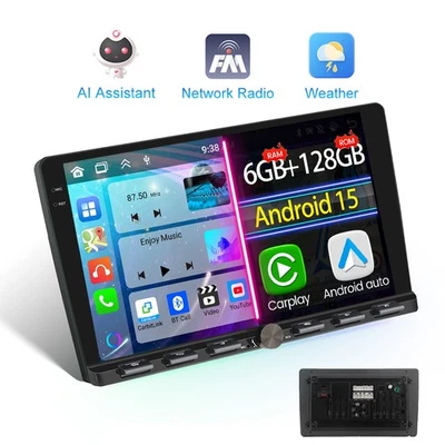 9 Zoll 2 DIN Android 15 8-Kern 6+128GB Carplay Autoradio GPS Navi Bluetooth WIFI - Bild 1 von 4