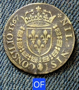 Charles IX - Rare Beau Jeton en Laiton 28 mm 3,94 g - Conseil Du Roi de 1567  - Picture 1 of 2
