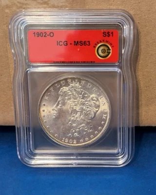 1902-O MORGAN SILVER DOLLAR MS63 BU ICG RED LABEL UNDER GRADED SEMI PROOF LIKE - Image 1 of 4