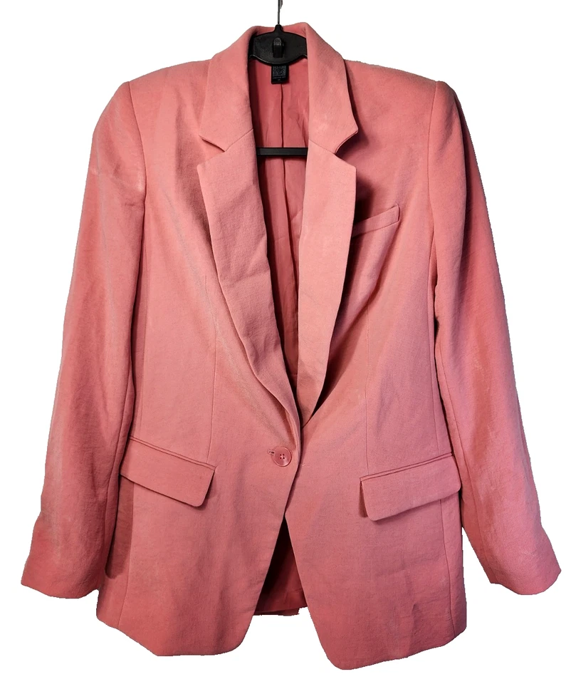 Blazer EXPRESS Mujer Editor Un Botón Novio Rosa Salmón Talla XS Foto 1 de 4