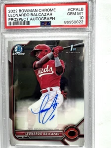 Leonardo Balcazar 2022 Bowman Chrome Prospect RC ON CARD Auto GEM MINT PSA 10 - Picture 1 of 3