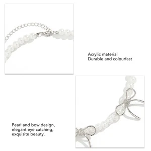 Pearl Necklace Pearl Bowknot Necklace Alloy Stylish Elegant Lightweight All - Picture 1 of 3