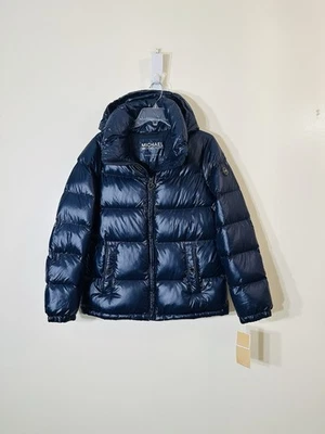 Michael Kors Capucha Oculta Acolchada Abajo Mezcla Relleno Puffer Chaqueta Almirante Nuevo Con Etiquetas Talla M Foto 1 de 4