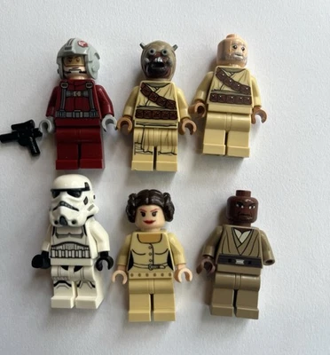 LEGO Minifig Star Wars LOT of 6 Skyhopper Pilot Tusken Raider Trooper Windu READ - Image 1 of 4