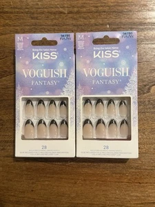 Kiss Voguish Fantasy Press-On Nails Manicure 94190 Black Almond (Lot of 2) - Picture 1 of 2