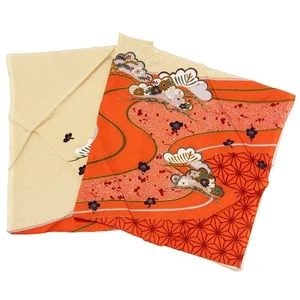 Chirimen de rayón japonés Furoshiki de colección agua corriente y estampado floral: 70 X 70 cm - Imagen 1 de 4