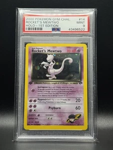 PSA 9 MINT Rocket's Mewtwo 14 Gym Challenge 1st Edition Holo Pokemon Karte - Bild 1 von 2